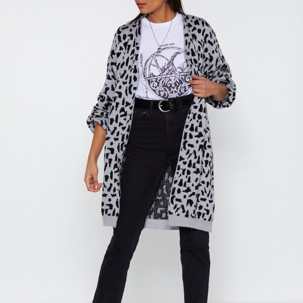 Nasty Gal Leopard Letting You Go Oversized Cardigan Size Medium